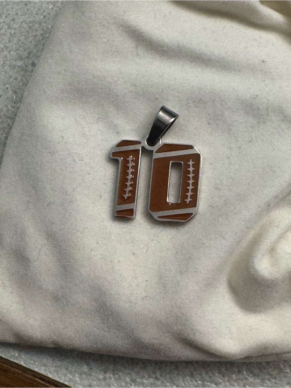 Brown and Silver Number 10 Pendant Necklace Charm Accessories